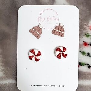 Winter Hat and Peppermint Earrings